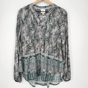 Pastel Paisley Womens Smocked Peasant Blouse Top Small Boho Cottage Indie Forest